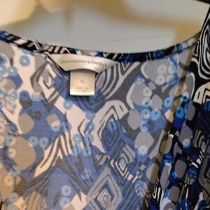 Christopher & Banks Blue and White Patterned Blouse